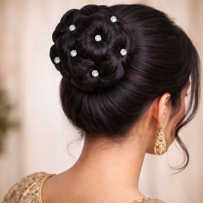Hair cluther bun judda with stone for womens