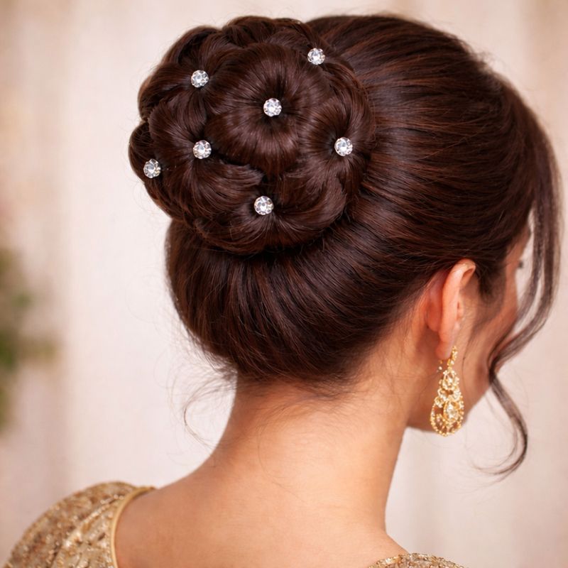 Hair cluther bun judda with stone for womens